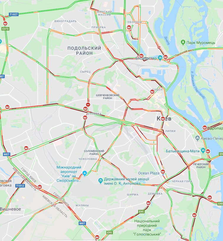 Київ скували пробки: карта
